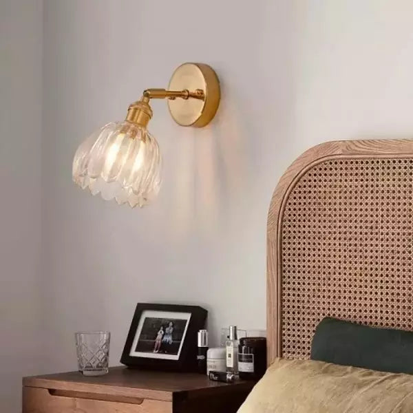 Vägglampa Vintage Glas Mässing Sconces Carvallo