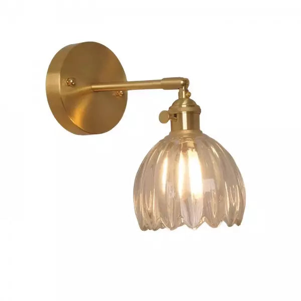Vägglampa Vintage Glas Mässing Sconces Carvallo