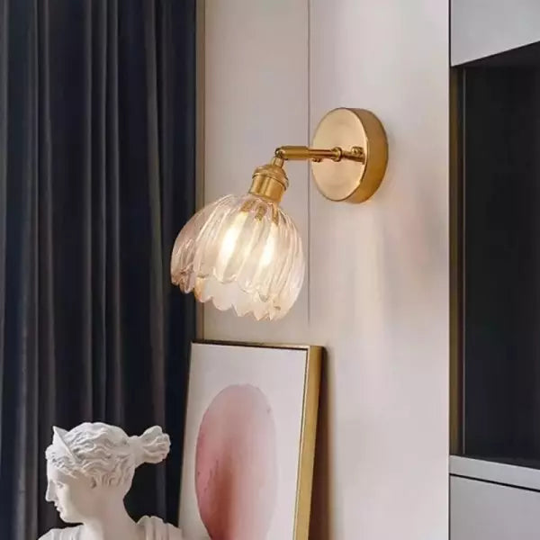 Vägglampa Vintage Glas Mässing Sconces Carvallo