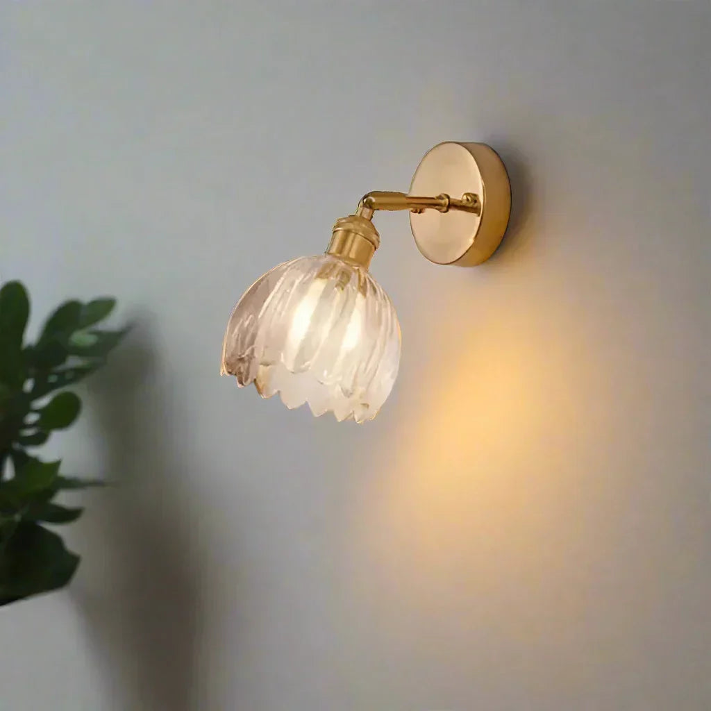 Vägglampa Vintage Glas Mässing Sconces Carvallo