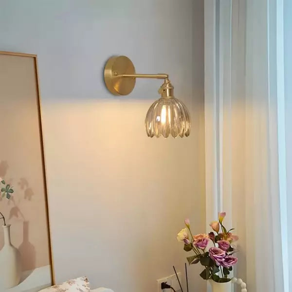Vägglampa Vintage Glas Mässing Sconces Carvallo