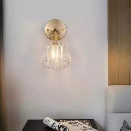 Vägglampa Vintage Glas Mässing Sconces Carvallo