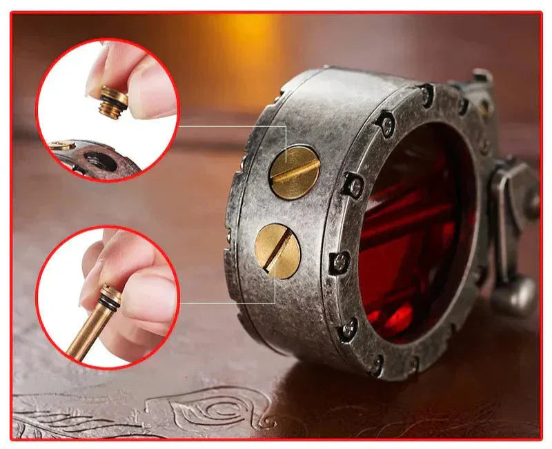 Royallure Vintage Vindskyddad Tändare – Transparent Bränsletank Retrodesign för Camping & Utomhus Carvallo