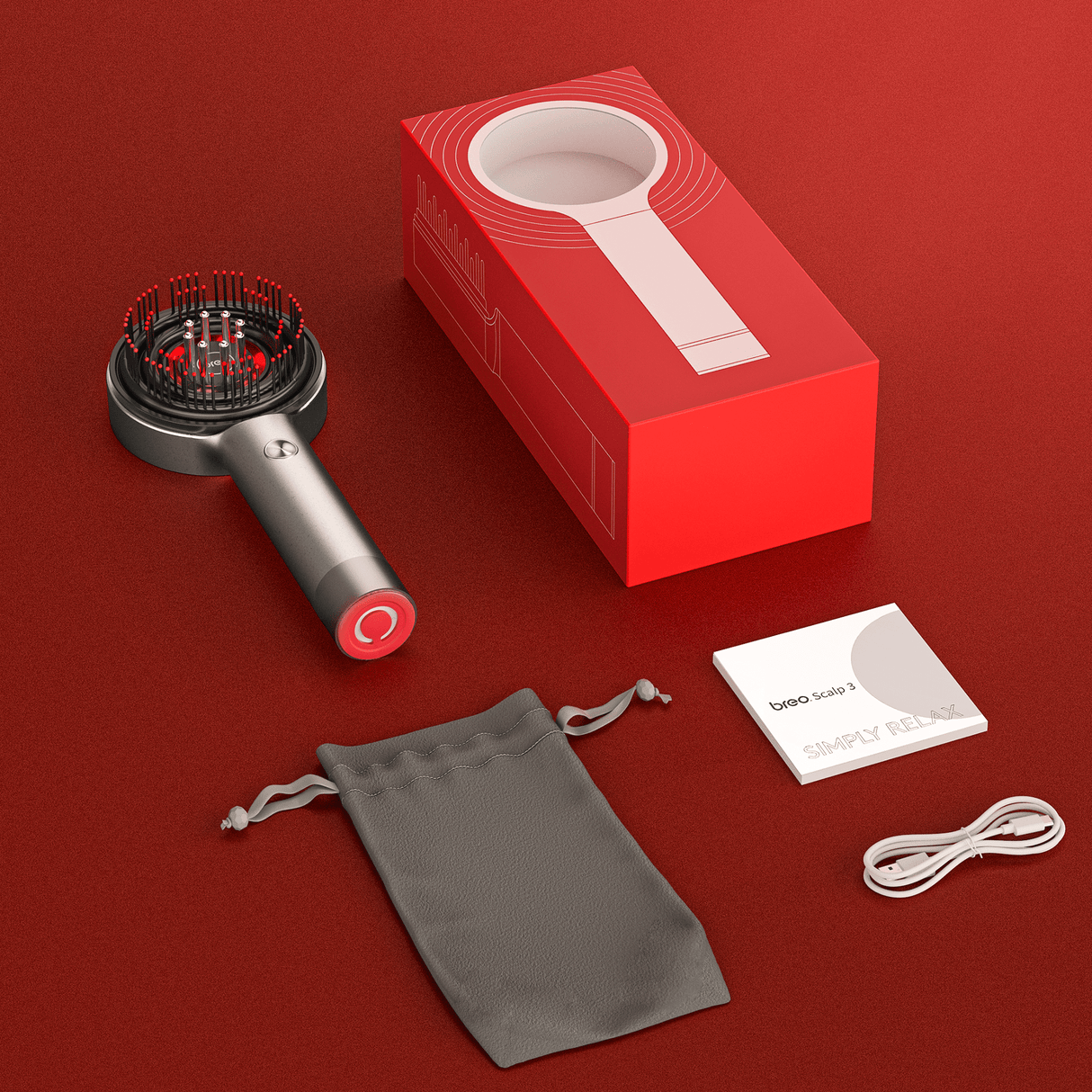 Huvdmassageborste med röd ljusbehandling Carvallo