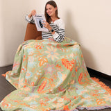 Rustik Blommig Boho Filt | 100% Bomullsblommig Filt Carvallo