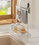 Rostfri diskbänksorganisatör i kolstål – Snabbtömmande köksbehållare för svampar och borstar MILA Sverige