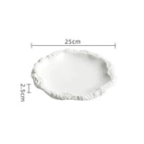 Rock Pattern Edged Ceramic Serving Plate for Stylish Dining Carvallo