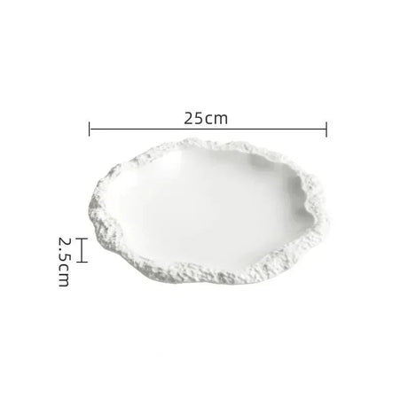 Rock Pattern Edged Ceramic Serving Plate for Stylish Dining Carvallo