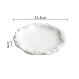 Rock Pattern Edged Ceramic Serving Plate for Stylish Dining Carvallo