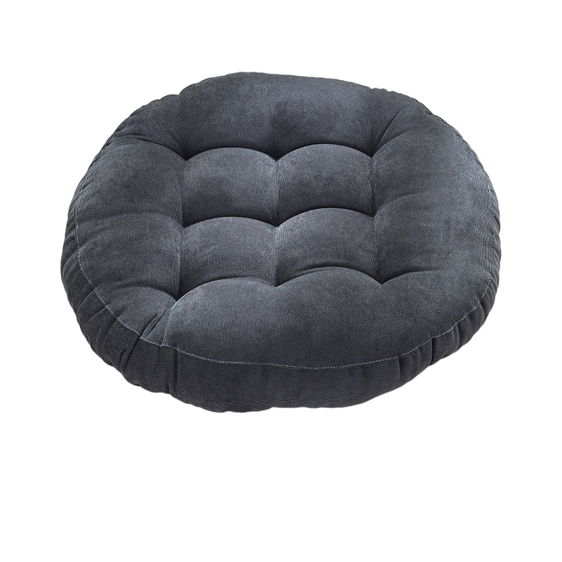 Rund Corduroy Solid Tufted Tjock Kudde för Komfort Carvallo