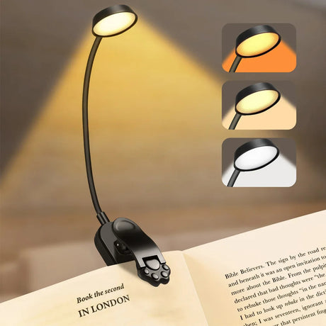 Uppladdningsbar LED klämboklampa med 3 färger och flexibel gåsnek Carvallo