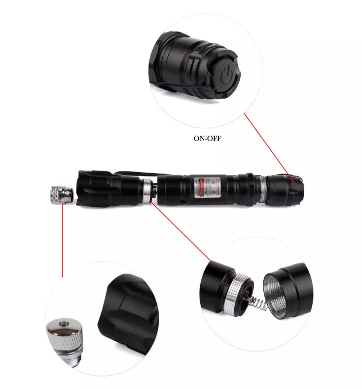 Laserpekare Uppladdningsbar Grön Lång Räckvidd Ficklampa Carvallo