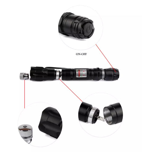 Laserpekare Uppladdningsbar Grön Lång Räckvidd Ficklampa Carvallo