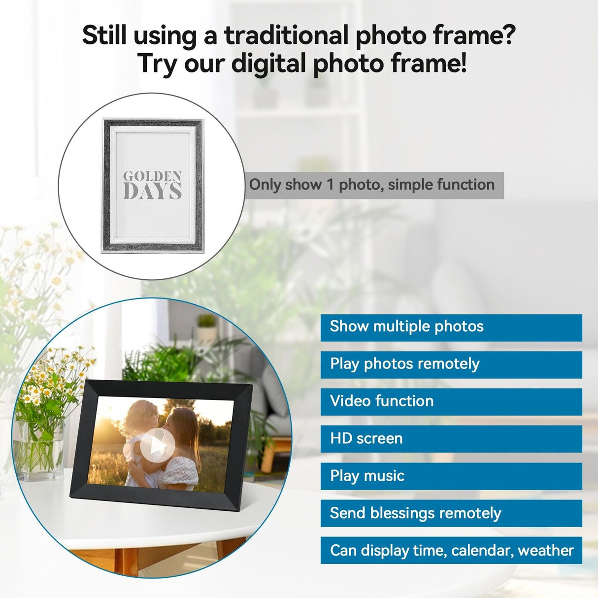 10,1 tum WiFi Digital Fotoram med 1080P HD Pekskärm Carvallo