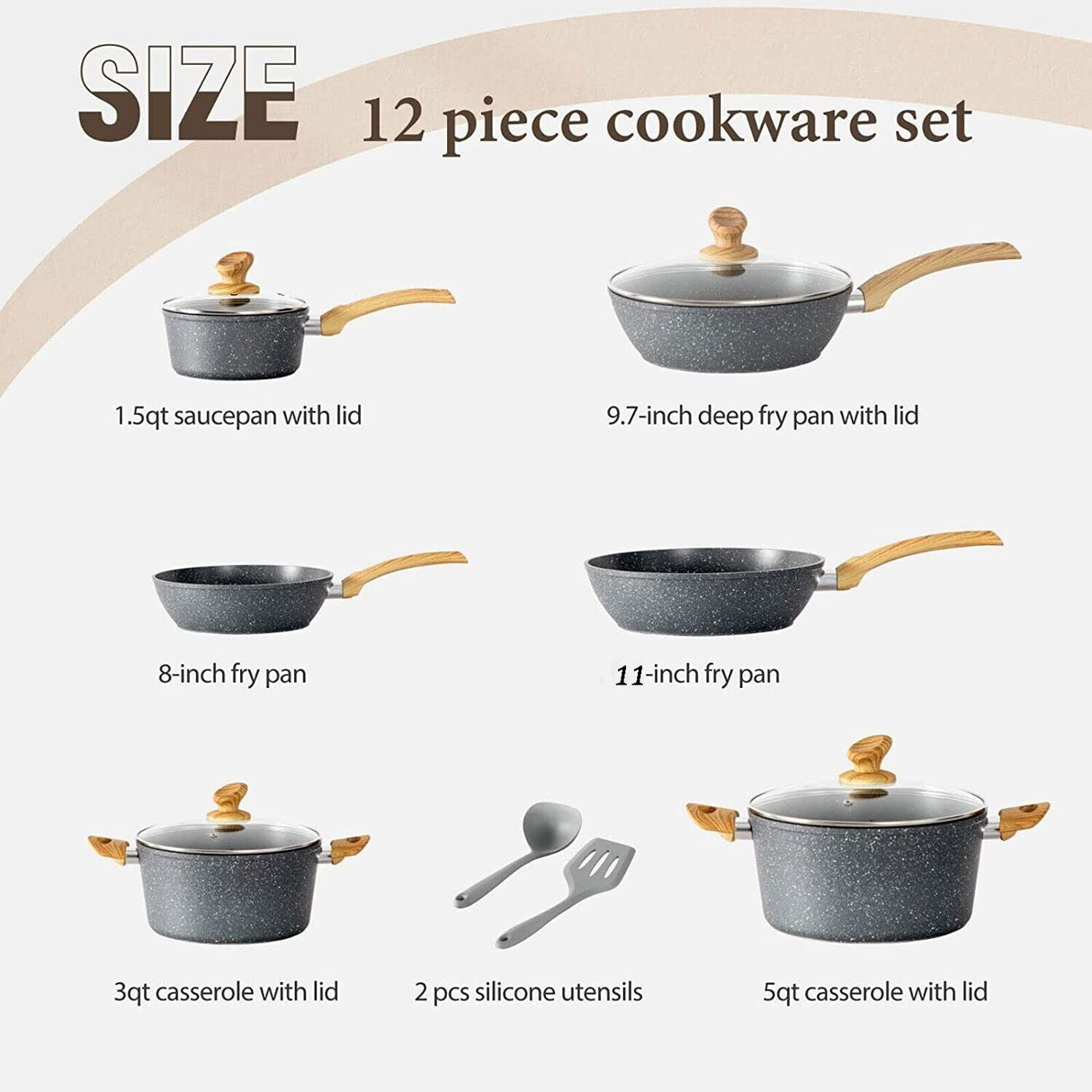 12-delars nonstick köksredskap set Carvallo