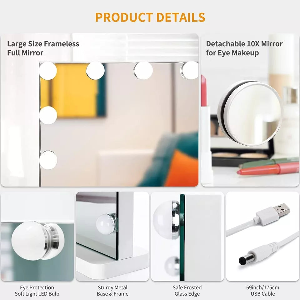 LED Hollywood Makeup Spegel med Dimmbar LED-lampa Carvallo