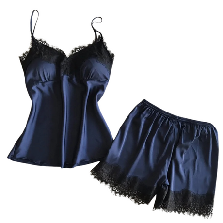 V-Neck Satin Sleepwear Set för kvinnor Bellasverige