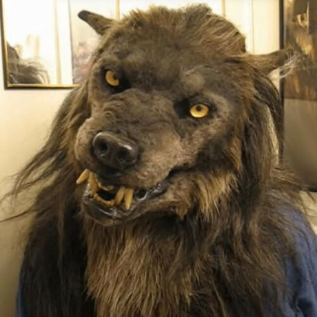 Halloween Vargmask med Realistiskt Hår Carvallo
