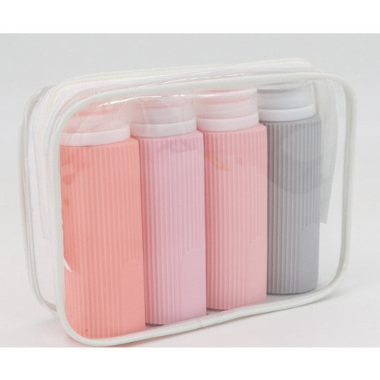 Carvallo Uitstroomvrije Siliconen Reisflessen 4-pack | 89 ml (TSA-conform) | BPA-vrij & Navulbaar | Met Rits Toilettas Carvallo