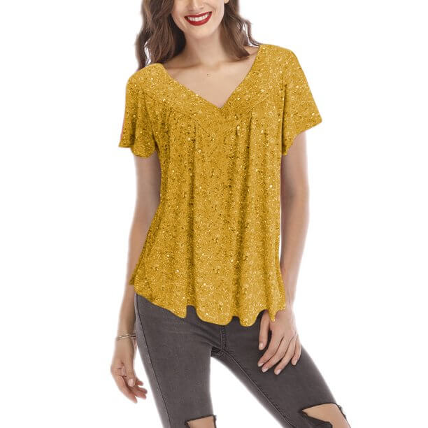 Sommar kvinna Tee-Clothes for women-Hemnix-Gul ärm-S-Hemnix