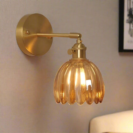 Vägglampa Vintage Glas Mässing Sconces Carvallo