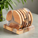 Sex Delade Solid Wood Japanskinspirerade Underlägg Set Carvallo