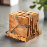 Sex Delade Solid Wood Japanskinspirerade Underlägg Set Carvallo