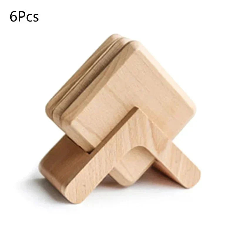 Sex Dela Valnöt Underlägg Set - Miljövänlig Trästil Carvallo