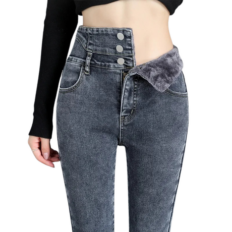Termiska skinny jeans med hög midja-Bellasverige-Ljusgrå-25-Hemnix