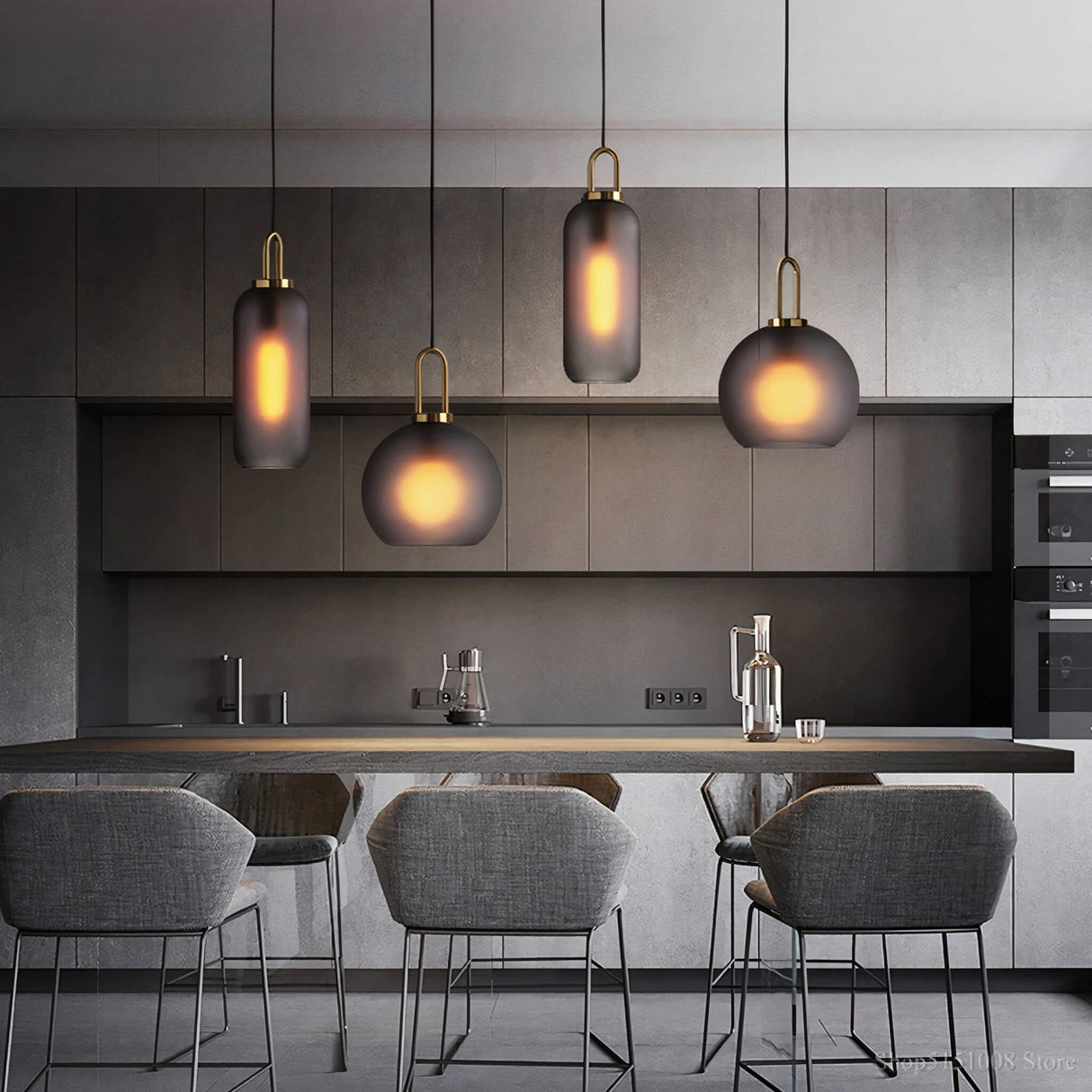 UrbanGlow – Industristil Taklampa i Rökfärgat Glas Hemnix