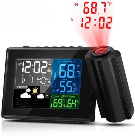 Geevon Väderstation Väggklocka med Projektions- och Temperaturvisning Carvallo