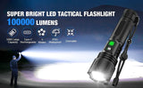 LuxRoyale 100,000 Lumen Taktisk Ficklampa – Laddningsbar LED-lampa med Power Bank, LCD-display och 3280 fot räckvidd Carvallo