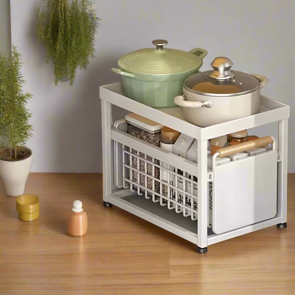 Royallure Utdragbar Köksskåp Förvaringsställ 1/2 Lager Utdragbar Organisator Carvallo