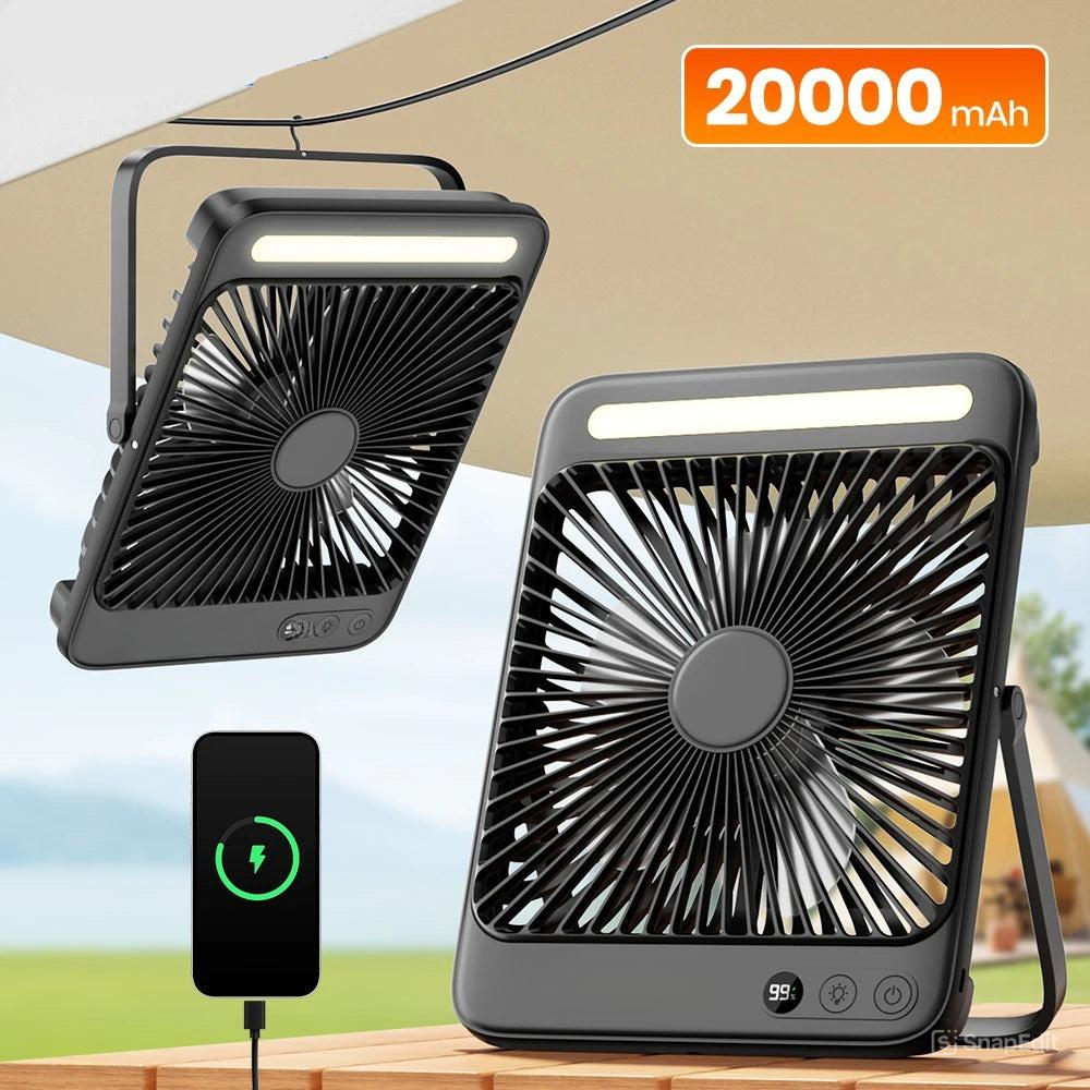 Royallure Bärbar Uppladdningsbar Bordsvovare – 20000mAh Batteri, Tyst 4-Hastighets Luftflöde & LED Lampa Carvallo