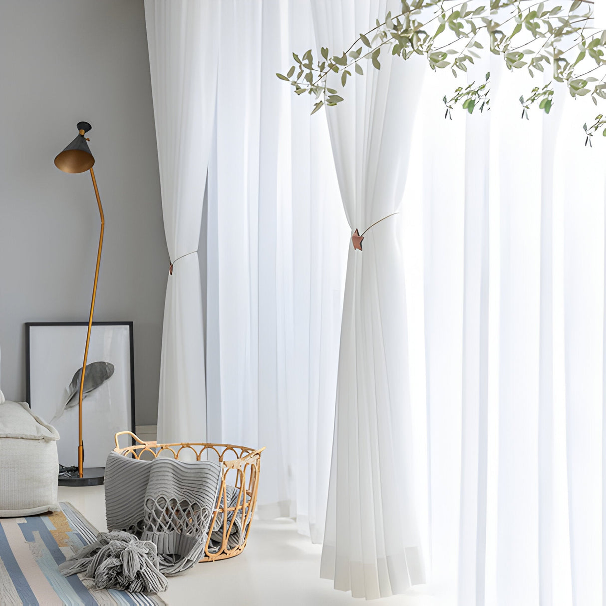 HikariVeil Gardiner - Japansk Stil Halvgenomskinliga Integritetsgardiner Carvallo