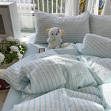 Enfärgad Seersucker Enkel Sängkläder Set Carvallo