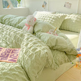 Enfärgad Seersucker Enkel Sängkläder Set Carvallo