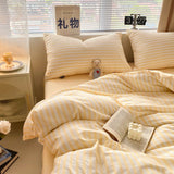 Enfärgad Seersucker Enkel Sängkläder Set Carvallo