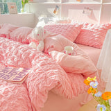 Enfärgad Seersucker Enkel Sängkläder Set Carvallo