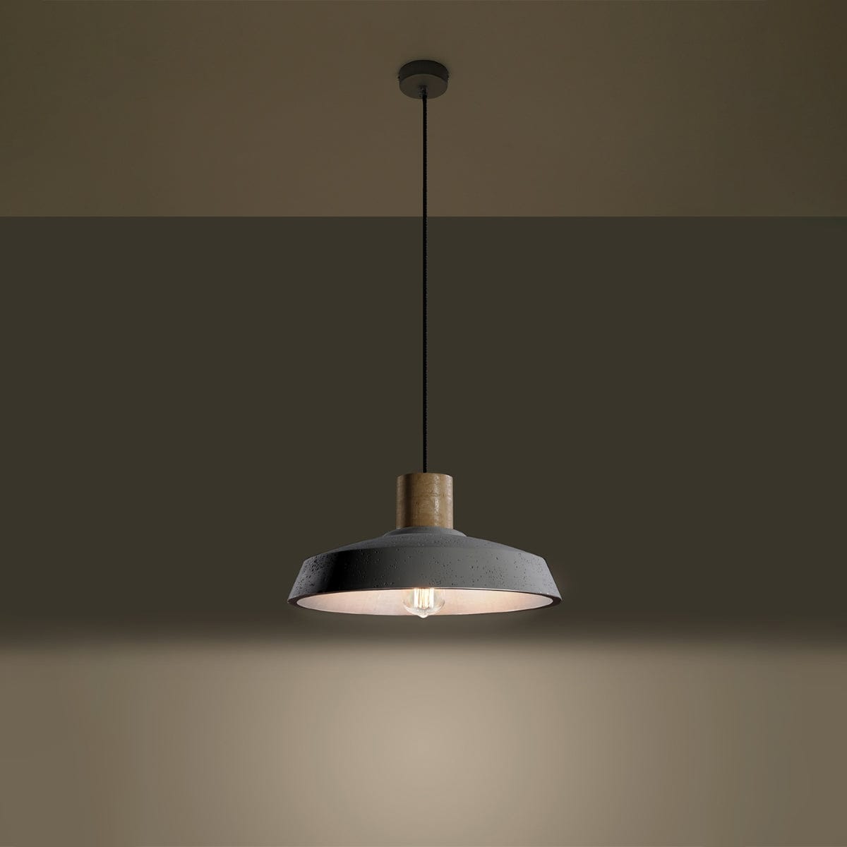 AFRA Betongpendel - Industriell Loftdesign - E27 Glödlampa Kompatibel - Ljusgrå Hållbar Betongskärm Carvallo
