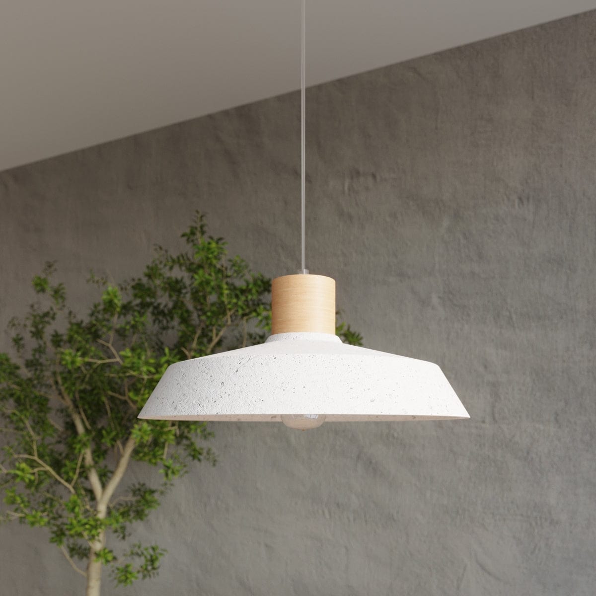AFRA Betongpendel - Industriell Loftdesign - E27 Glödlampa Kompatibel - Ljusgrå Hållbar Betongskärm Carvallo