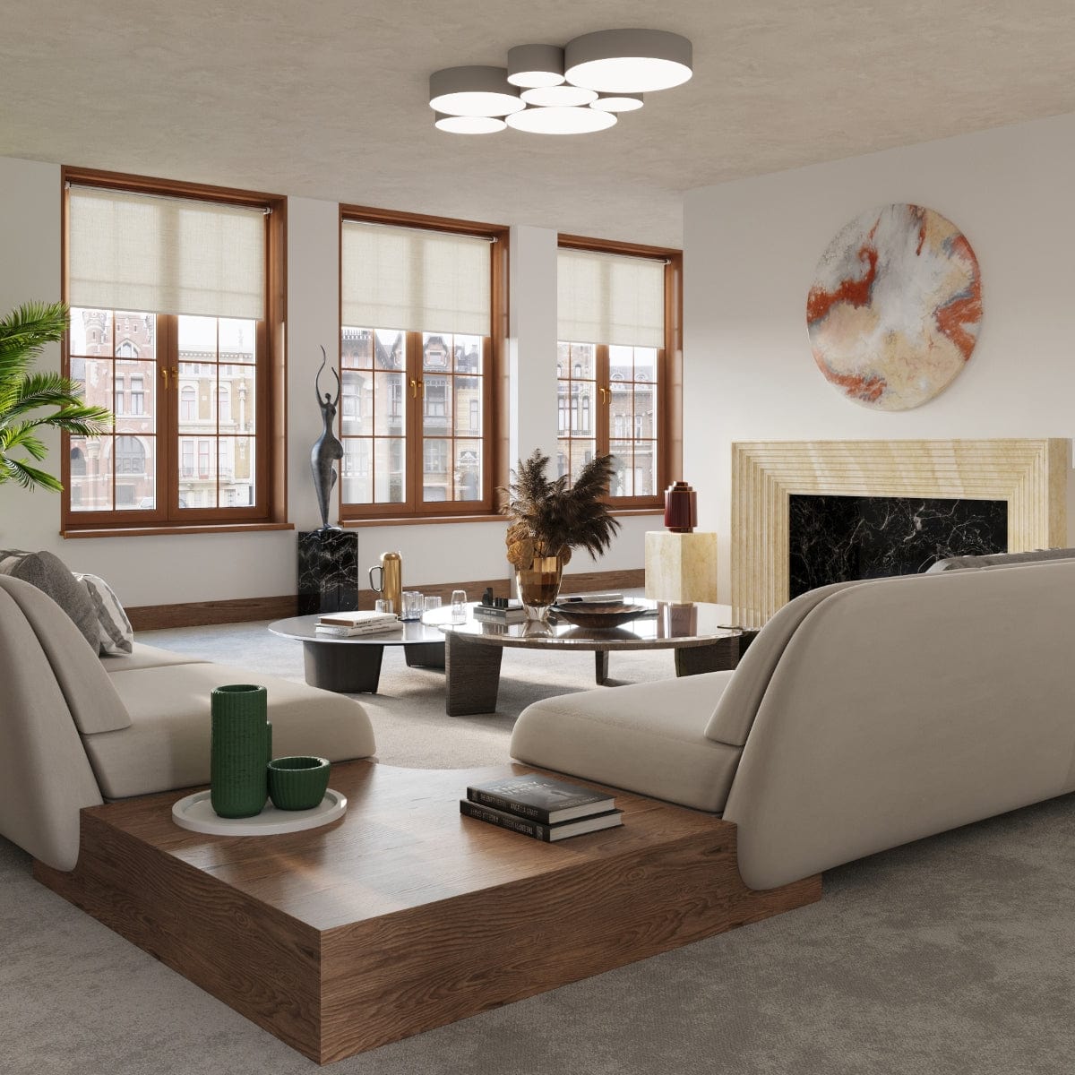 Arena Gray Ceiling Lamp - 2x E27 LED - Modern PVC Design - 35x35x11 cm Carvallo