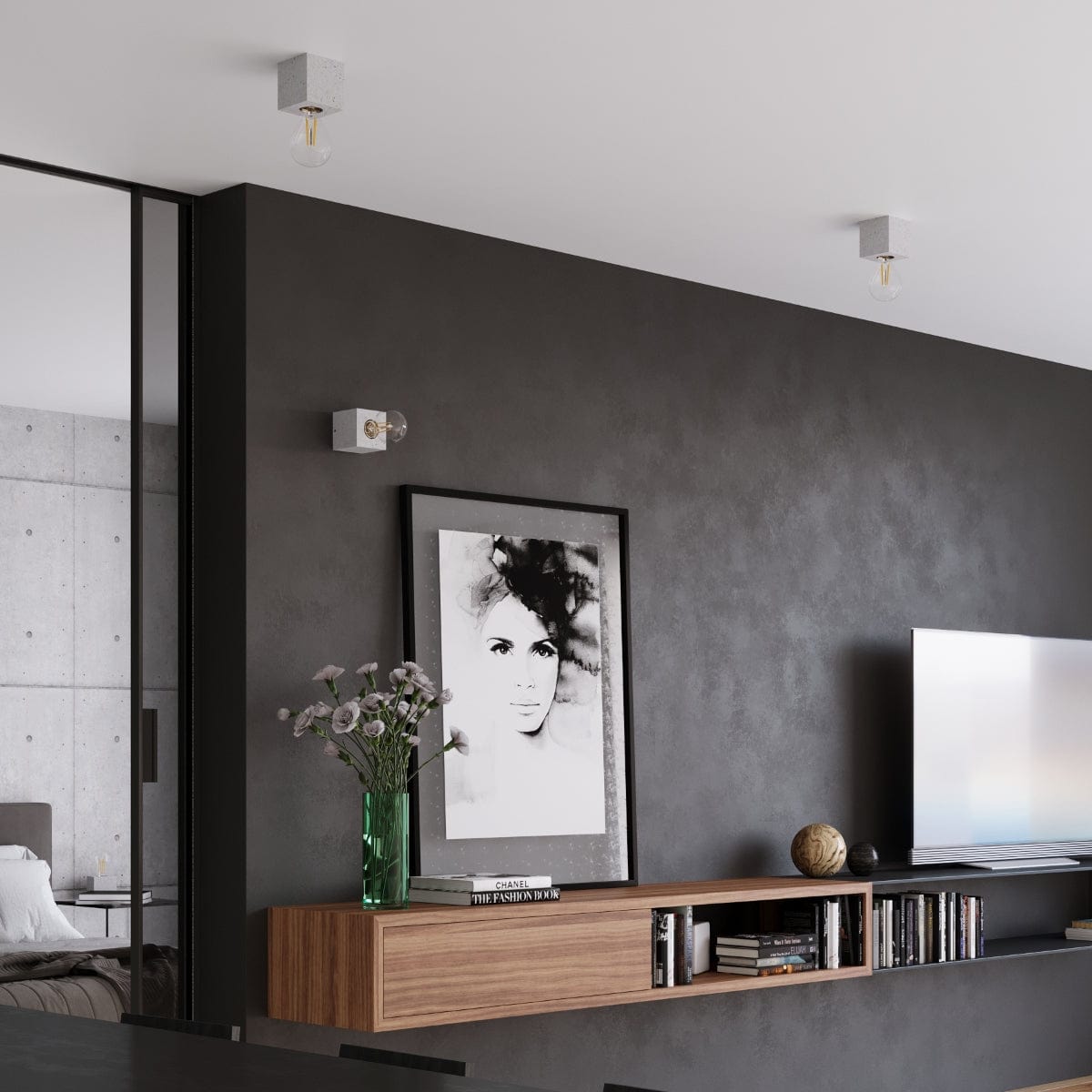 Taklampa Ariz Betong - Minimalistisk Design - Hållbart Betongmaterial - Utbytbara E27-lampor - Perfekt för Loft- och Industridesign Carvallo