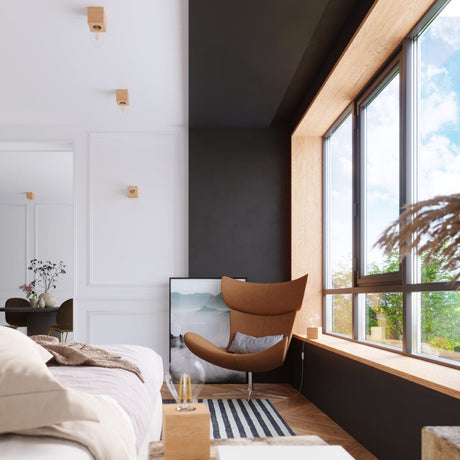 Taklampa Ariz Naturligt Trä - Minimalistisk Trä Takarmatur - Utbytbar E27 Lampa - Hållbar för Loft - Industriell - Moderna Interiörer Carvallo