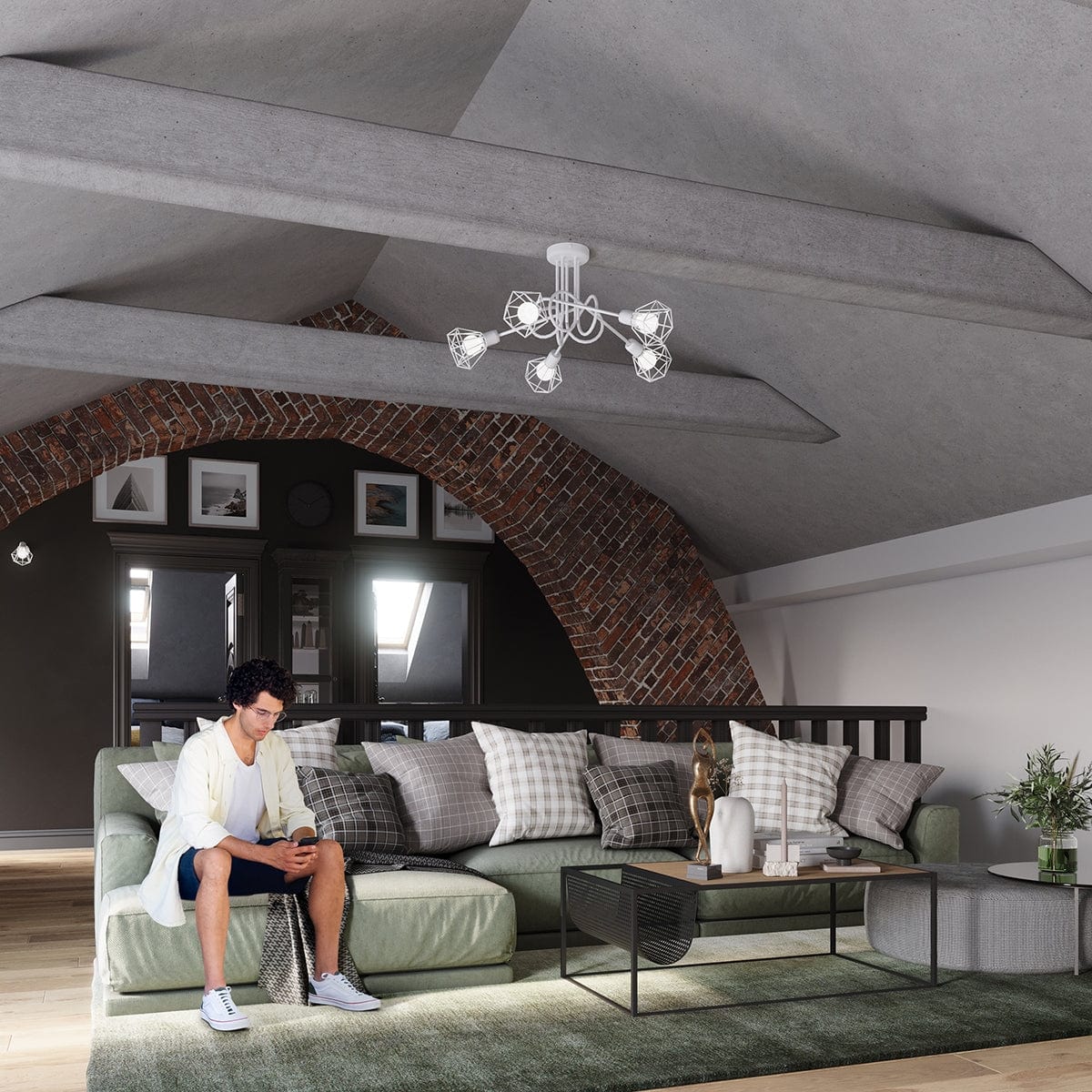 Taklampa Artemis 2 Vit - Modern Loft-Stil - Justerbar Ljusvinkel - Utbytbara Glödlampor - Hållbar Pulverlackerad Stål - Mångsidig Belysningslösning Carvallo