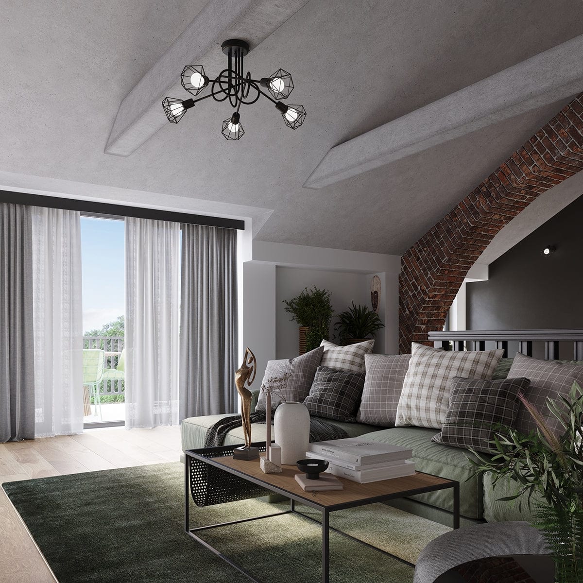 Taklamp Artemis 3 Svart - Modern Loft-Stil - Justerbar Ljusvinkel - Utbytbara Glödlampor - Hållbar Pulverlackerad Stål - Mångsidig 3-Punkts Belysning Carvallo