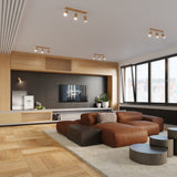 Taklampa Berg 4 Naturligt Trä - Trä Takljus - Fyra Rörliga Lampskärmar - Varm och Stilig Belysning - Kompatibel med GU10 Ljuskällor Carvallo