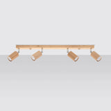 Taklampa Berg 4 Naturligt Trä - Trä Takljus - Fyra Rörliga Lampskärmar - Varm och Stilig Belysning - Kompatibel med GU10 Ljuskällor Carvallo