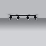 Taklampa Merida 4 L Svart - Modern Spot Taklampa - 4 Justerbara Skärmar - Hållbar Stål Design - GU10 Lampa Kompatibel Carvallo