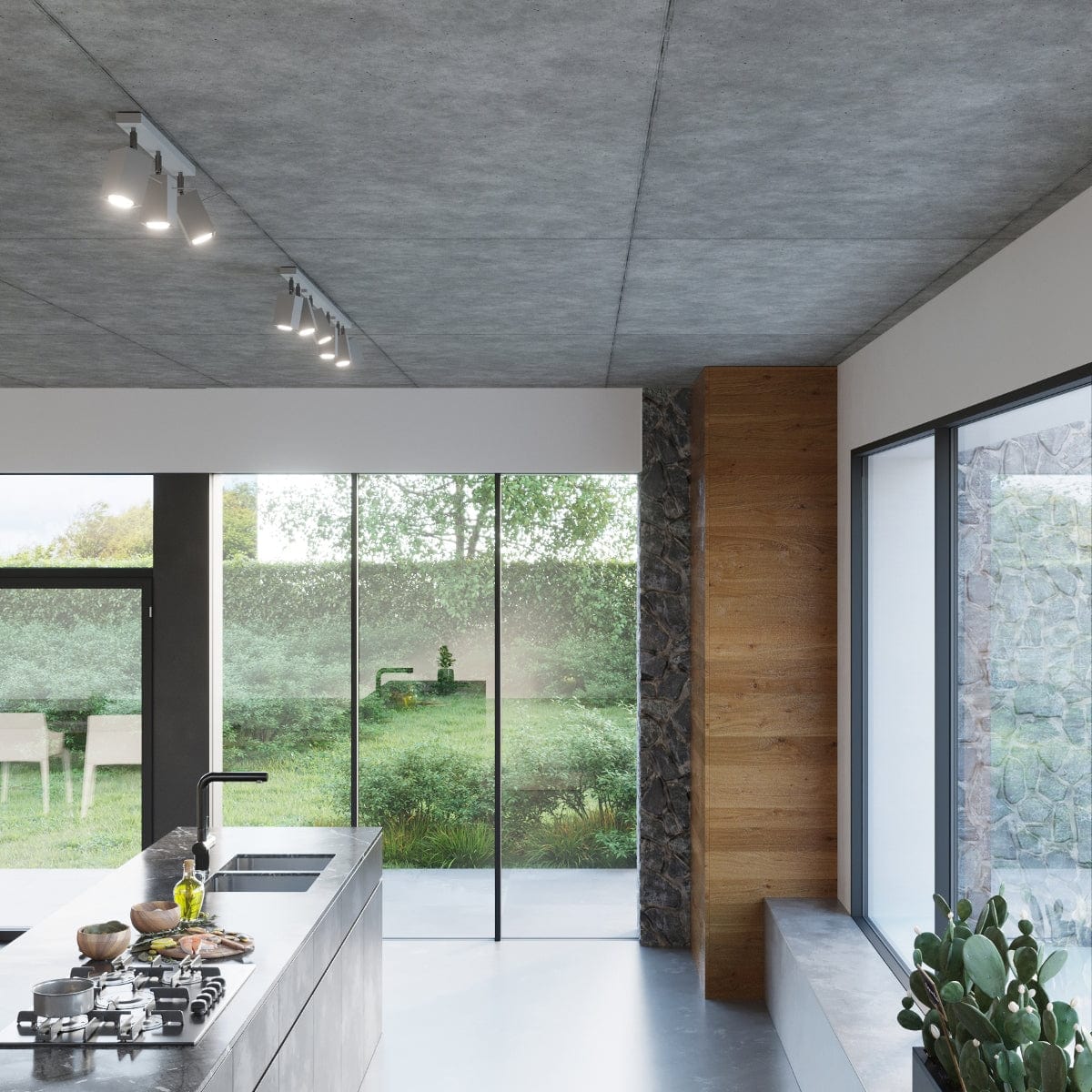 Taklampa Merida 4 L Grå - Modern Spotlight Taklampa - 4 Justerbara Skärmar - Hållbar Stål Design - GU10 Lampa Kompatibel Carvallo